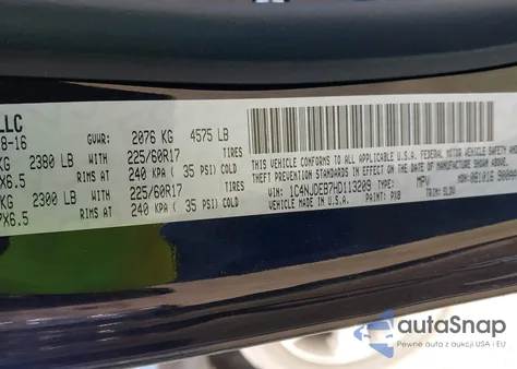 2017 Jeep Compass High Altitude 4X4 from USA, damaged, VIN 1C4NJDEB7HD113209